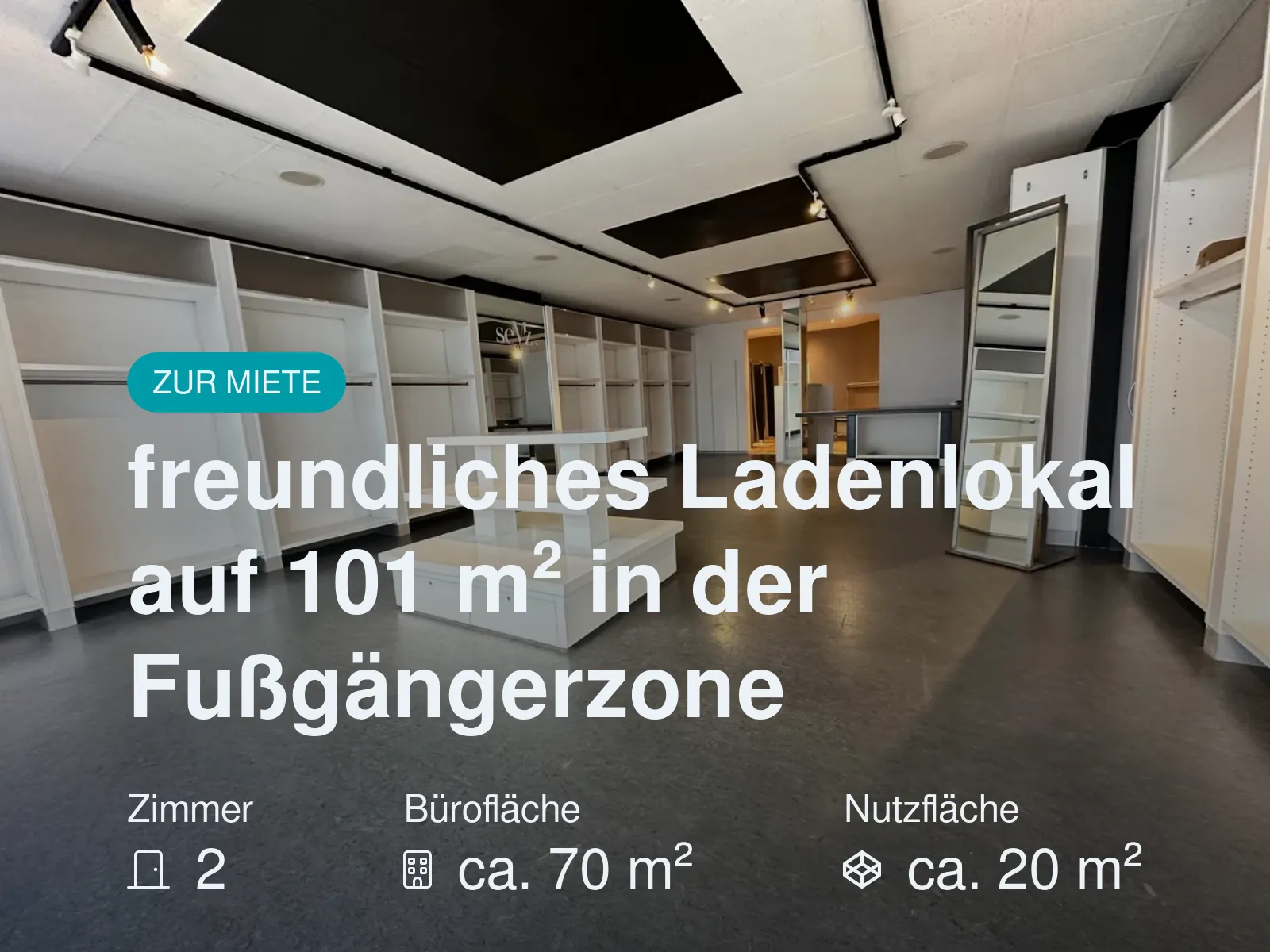 Neu im Angebot: freundliches Ladenlokal auf 101 m² in der Fußgängerzone