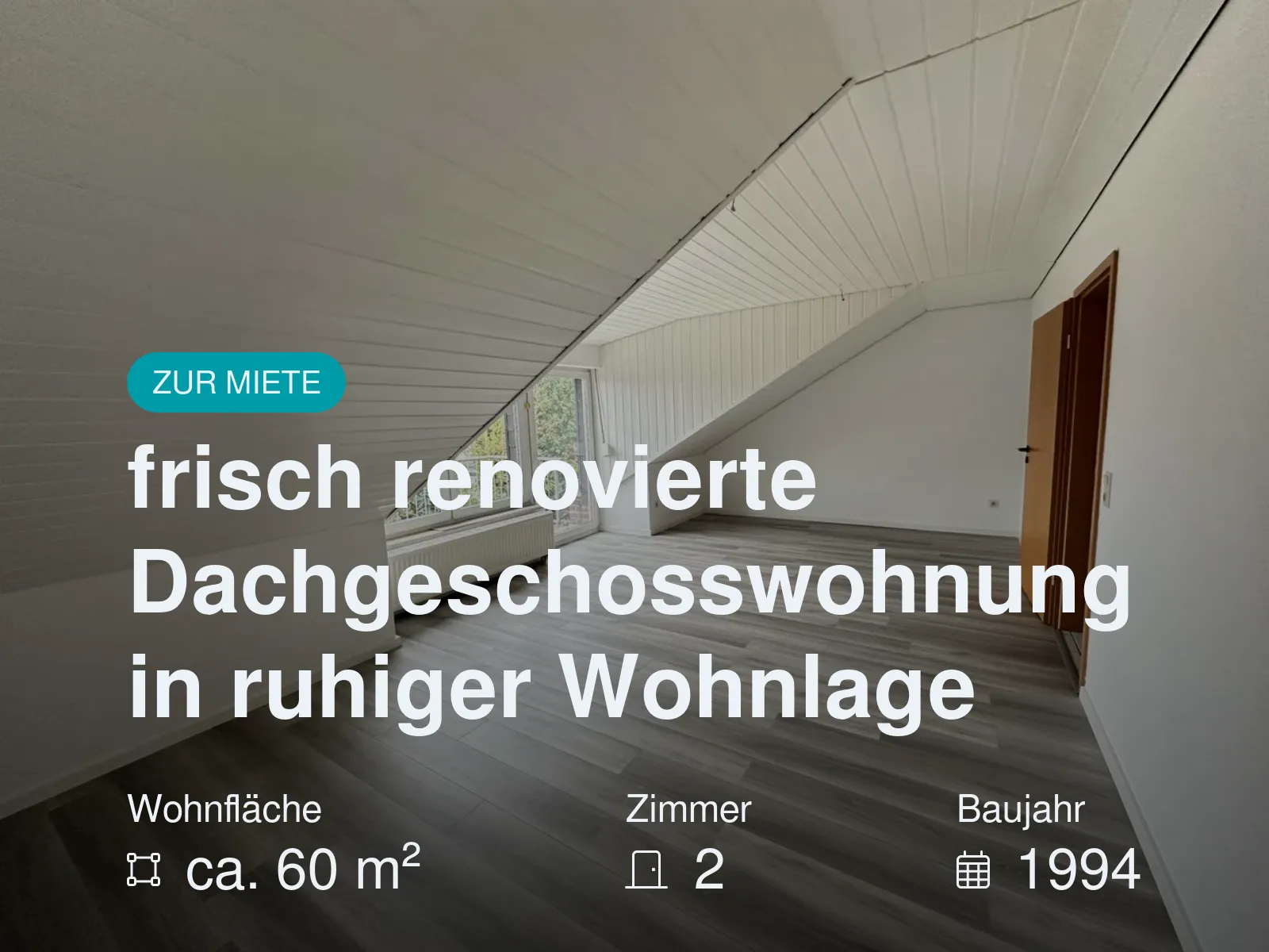 Neu im Angebot: frisch renovierte Dachgeschosswohnung in ruhiger Wohnlage