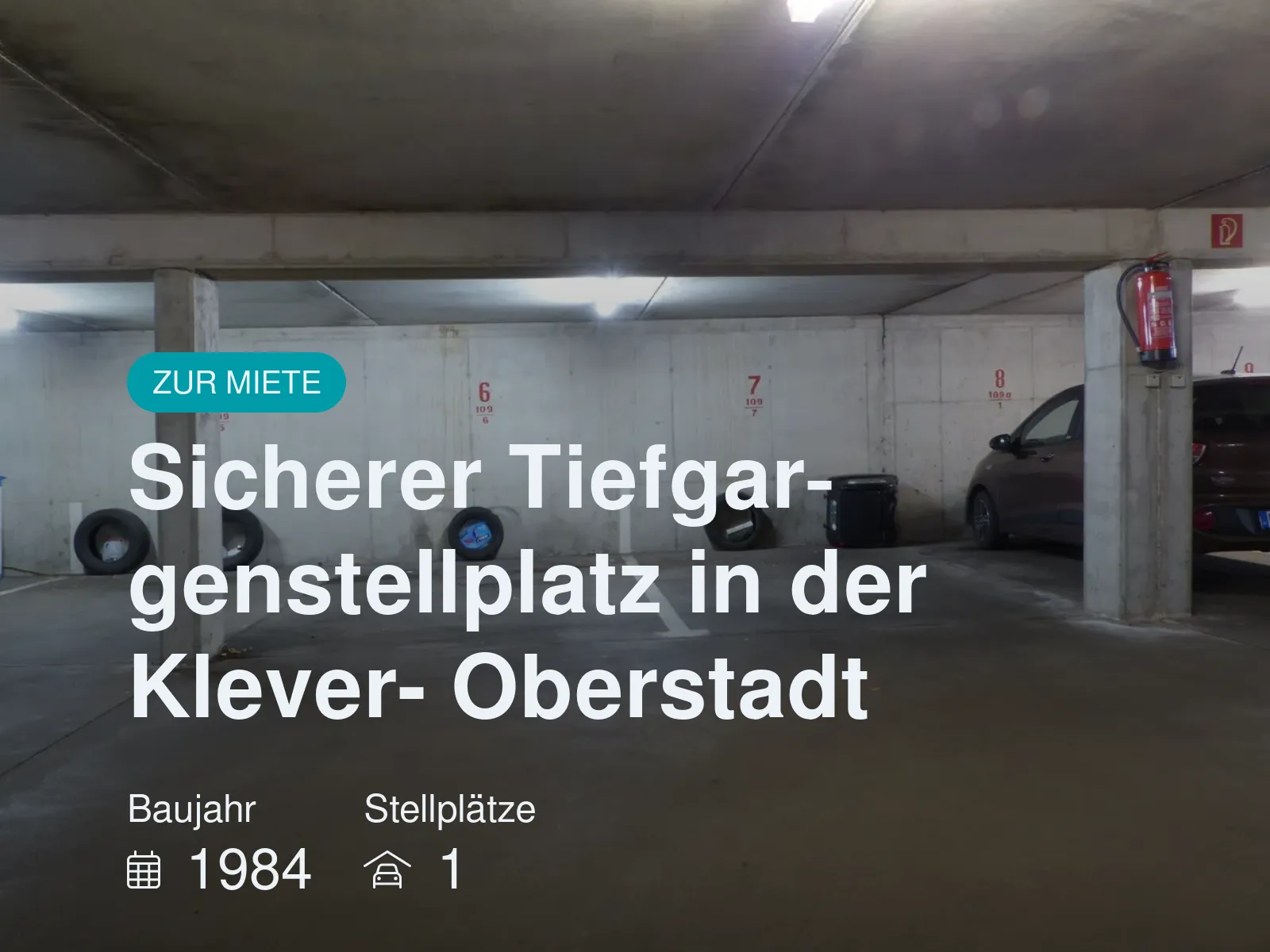 Neu im Angebot: Sicherer Tiefgargenstellplatz in der Klever- Oberstadt