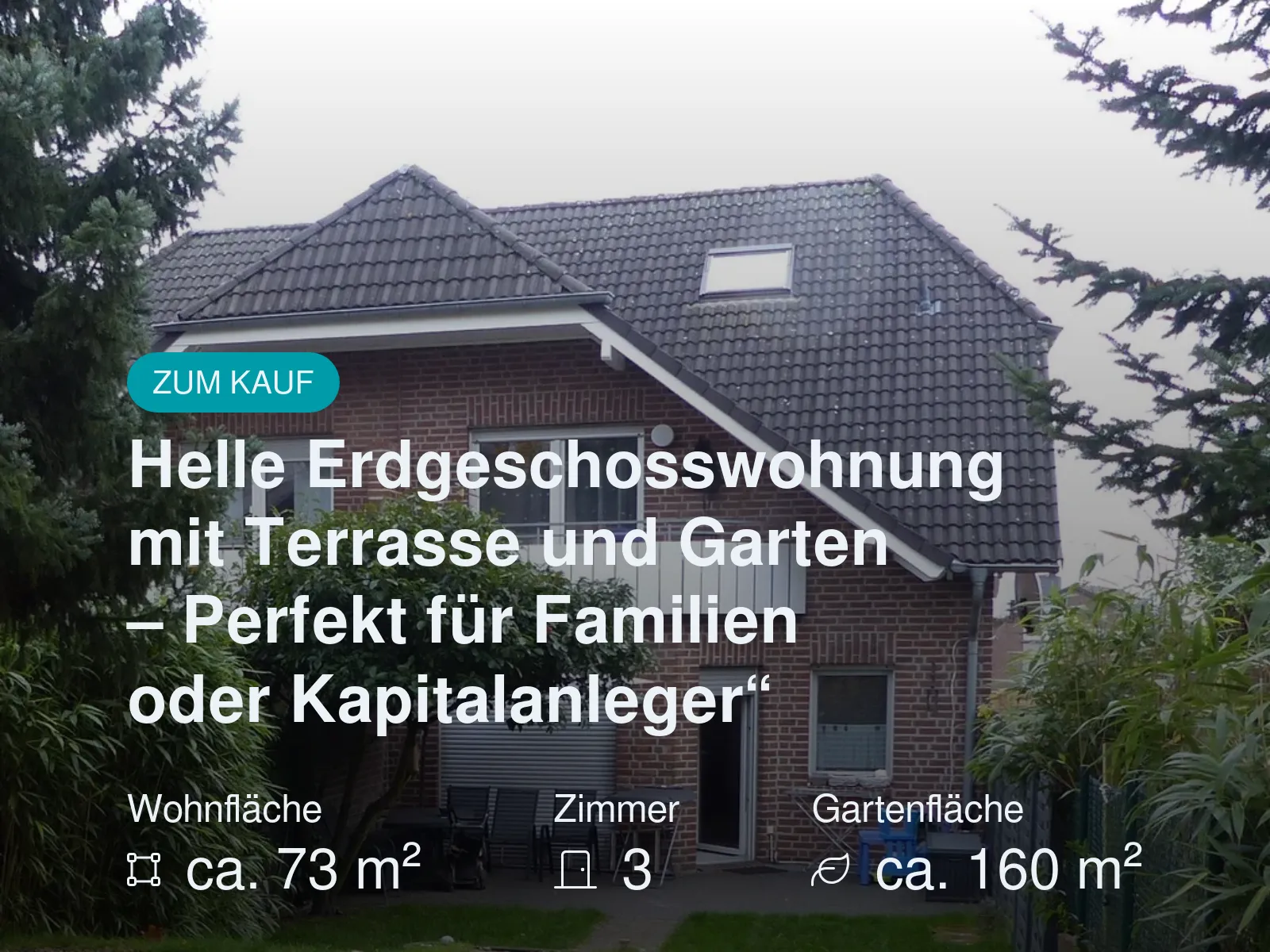 Neu im Angebot: Helle Erdgeschosswohnung mit Terrasse und Garten – Perfekt für Familien oder Kapitalanleger“