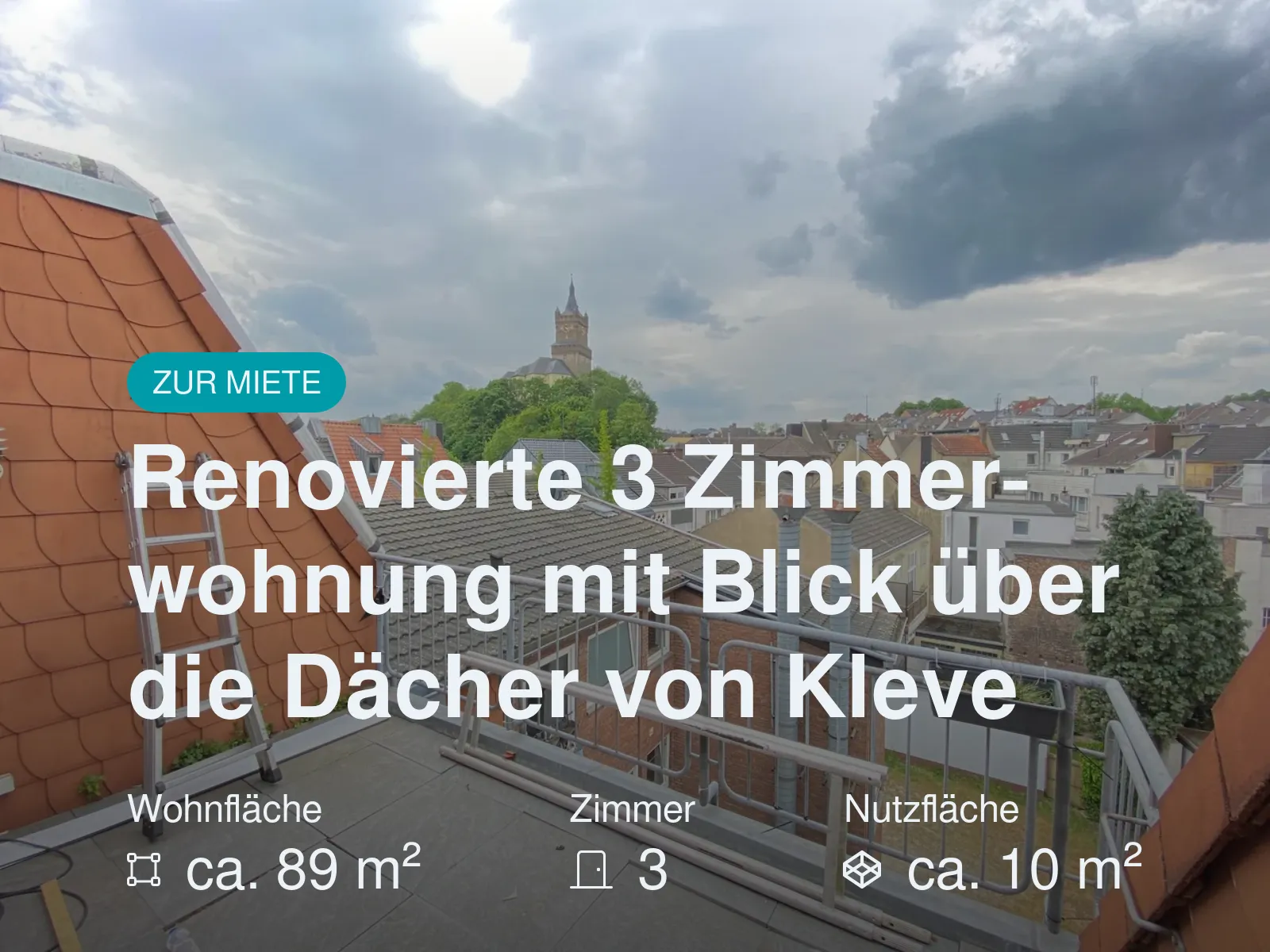 Neu im Angebot: Renovierte 3 Zimmerwohnung mit Blick über die Dächer von Kleve