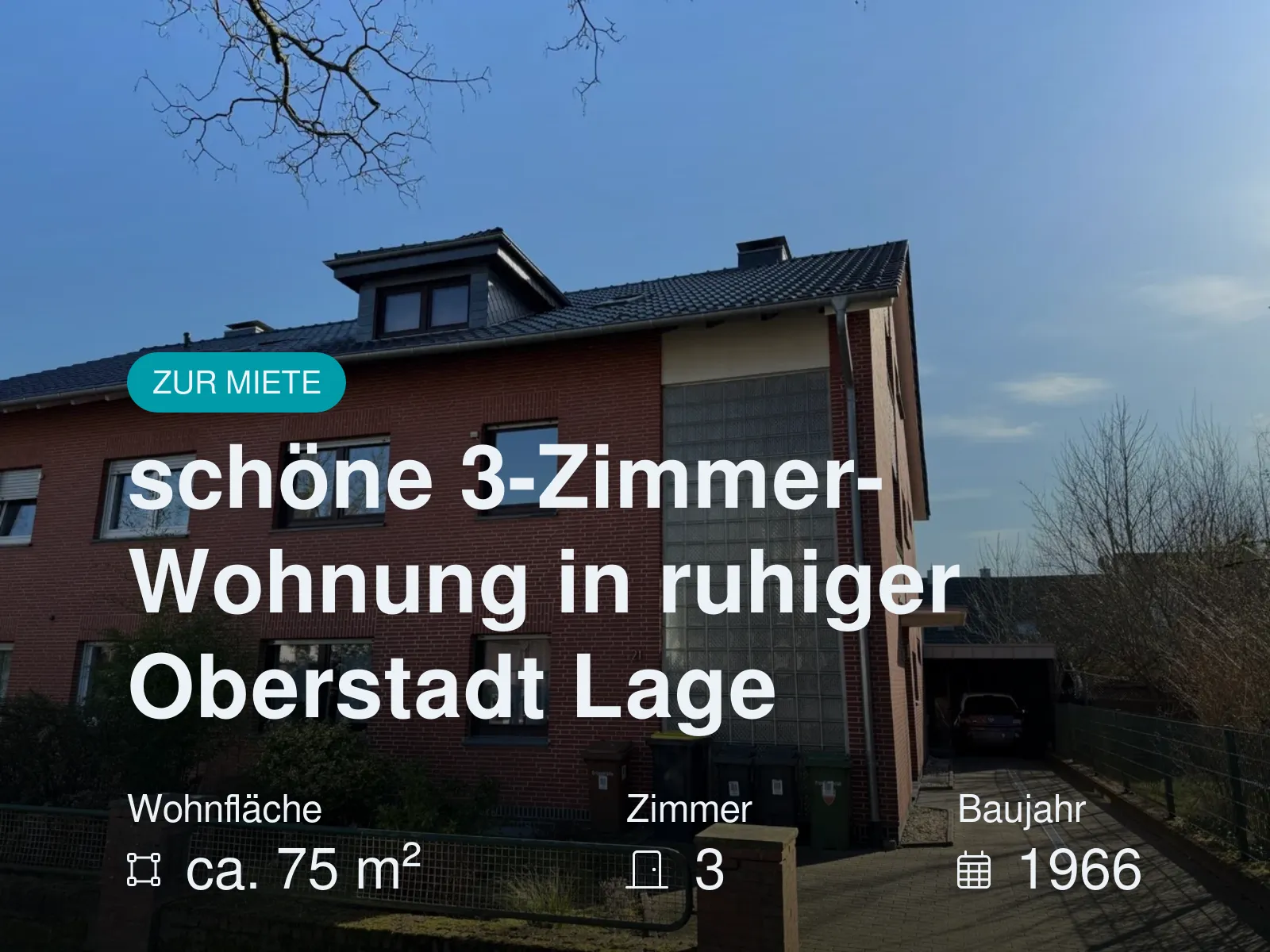 Neu im Angebot: schöne 3-Zimmer-Wohnung in ruhiger Oberstadt Lage