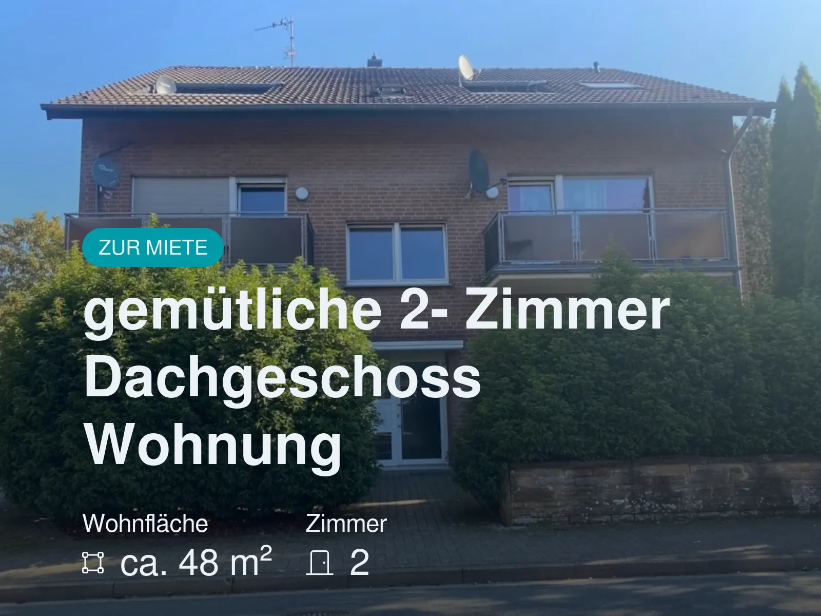 Neu im Angebot: gemütliche 2- Zimmer Dachgeschoss Wohnung